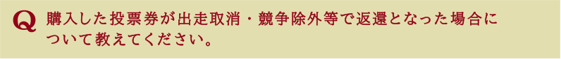 購入した投票券が出走取消・競争除外等で返還となった場合について教えてください。