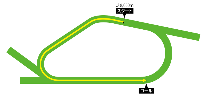 ヨーク競馬場　芝2050メートル コース図