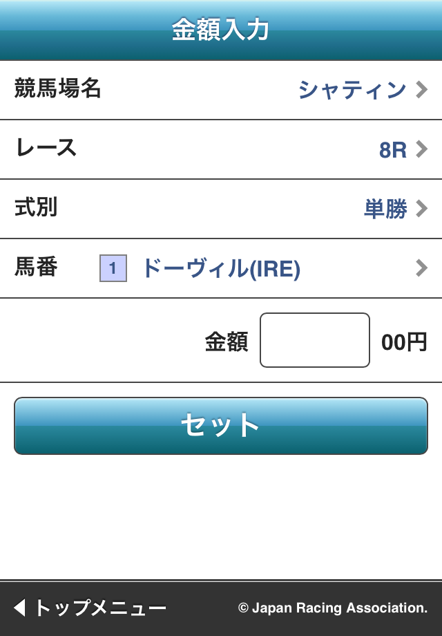 海外馬券金額入力