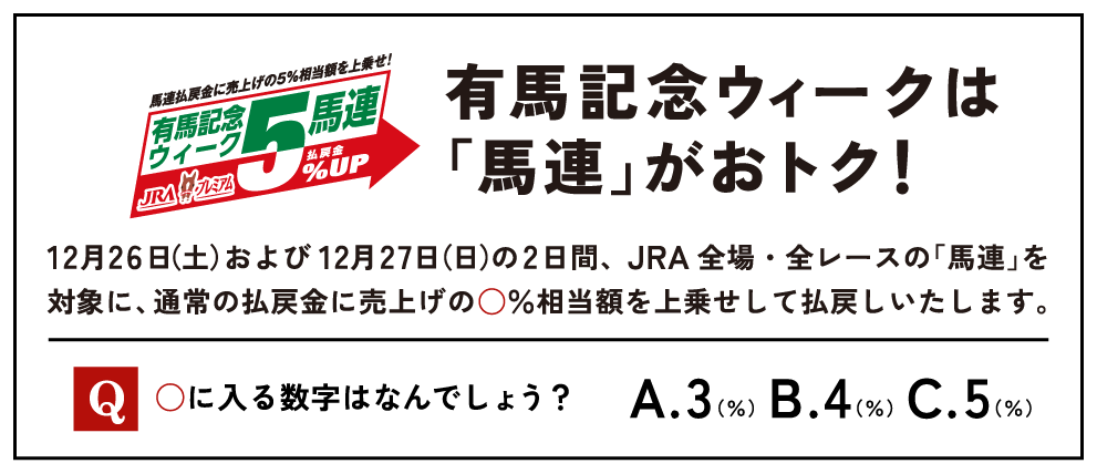 有馬記念ウィークは「馬連」がおトク！
