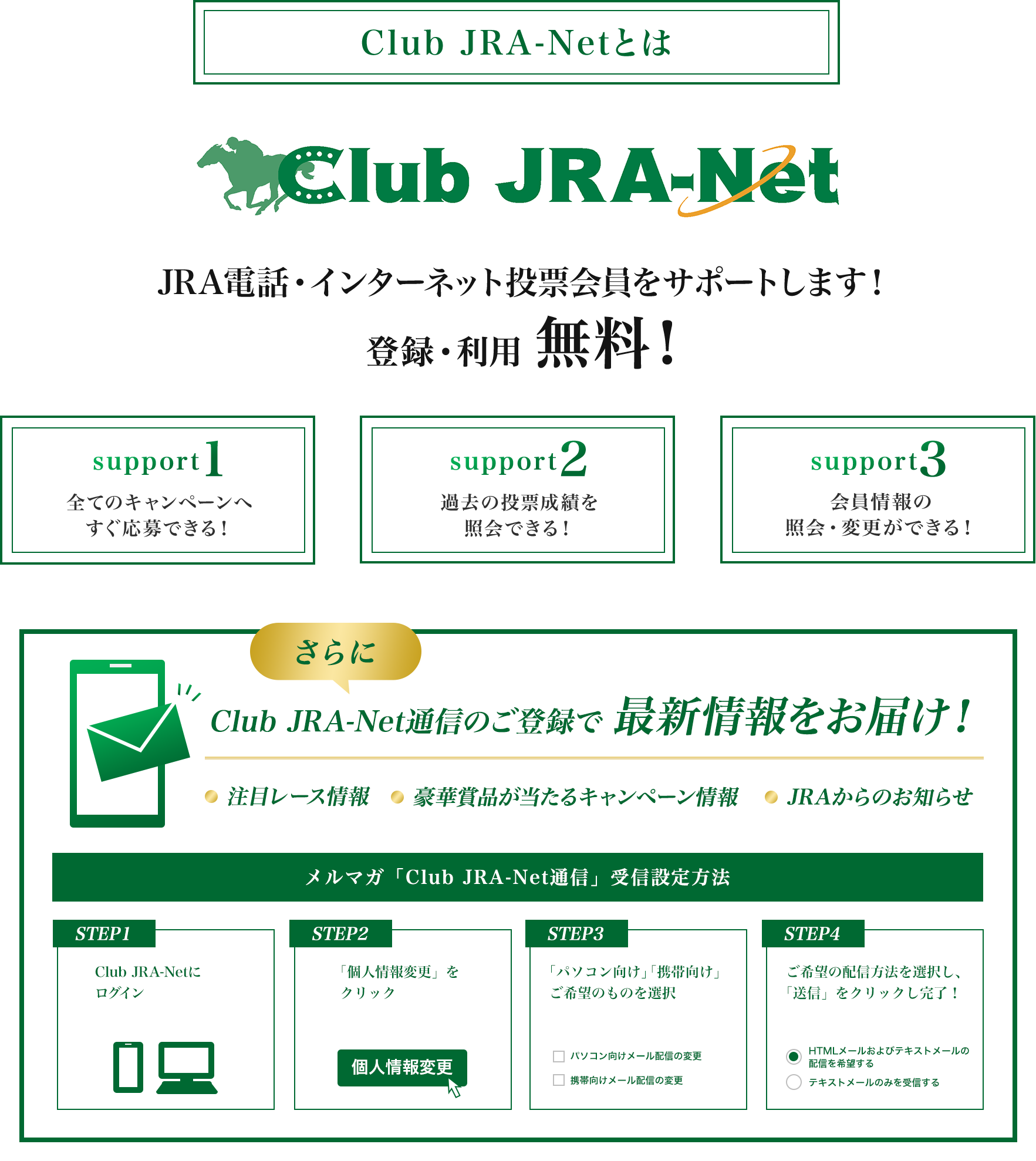 
Club JRA-NetƂ  
JRAdbEC^[lbg[T|[g܂I
o^Ep I
support1
SẴLy[ւłI
support2
ߋ̓[тƉłI
support3
̏ƉEύXłI

Club JRA-NetʐM̂o^ ŐV͂I
ڃ[X
؏ܕiLy[
JRÂm点
}KuClub JRA-NetʐMvMݒ@
STEP1
Club JRA-NetɃOC
STEP2
ulύXvNbN
STEP3
up\Rvugьv]̂̂I
STEP4
]̔zM@IAuMvNbNI

