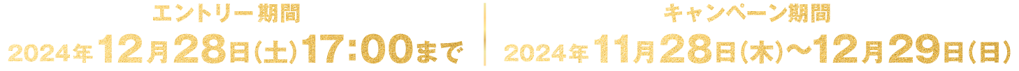 エントリー期間 2024年12月28日(土)17:00まで キャンペーン期間 2024年11月28日(木)〜12月29日(日)